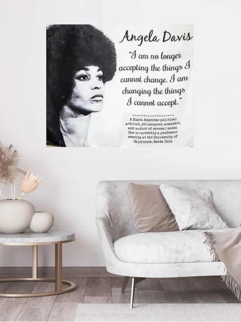 Angela Davis Quote Wall Art Poster - Black & White